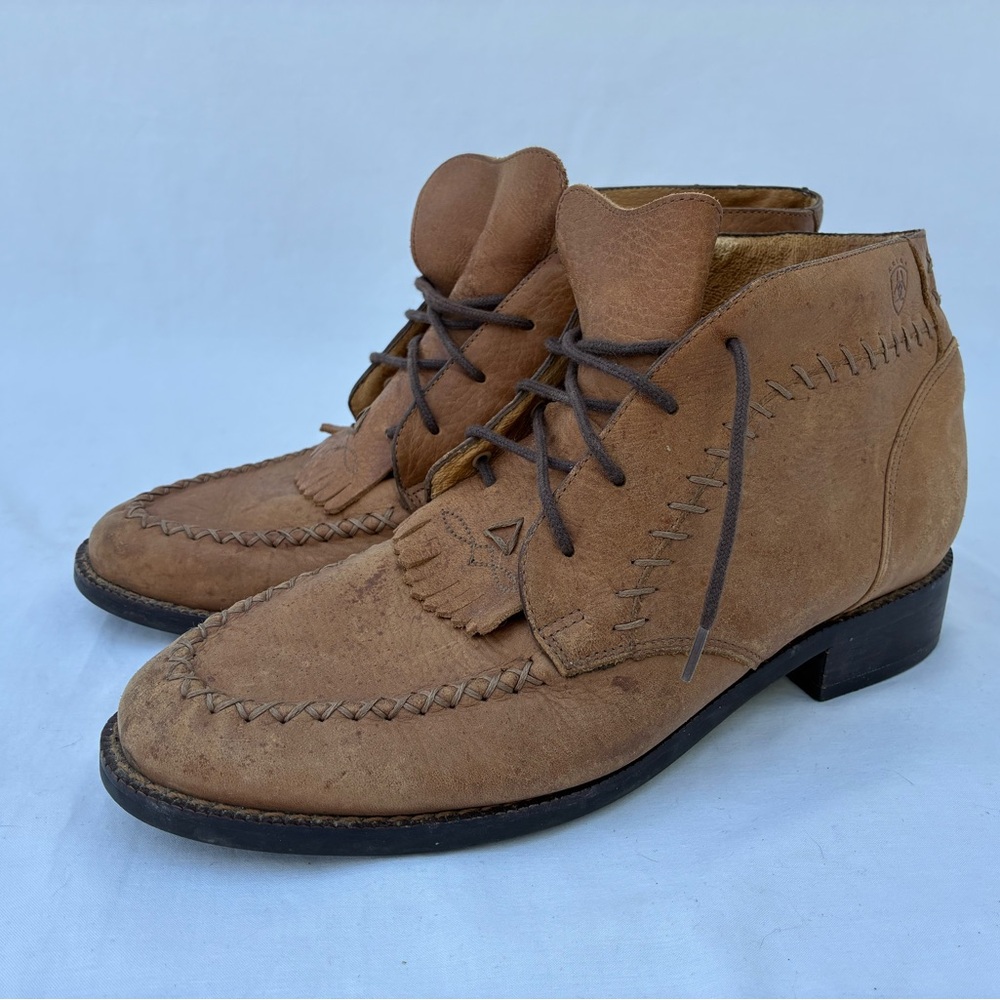 Women Ariat Vintage Leather Lace Up Bootie Point Moccasin 8.5 Equestrian Fringe
